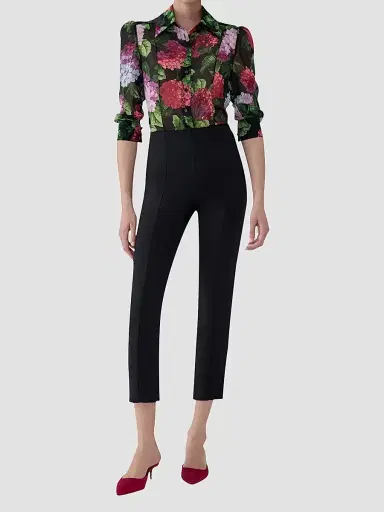Carolina Herrera Women's Floral Silk Button-Front Shirt - Black Multi - Size 12 | Thumbnail 2 Carolina Herrera Women's Floral Silk Button-Front Shirt - Black Multi - Size 12 | Thumbnail 2
