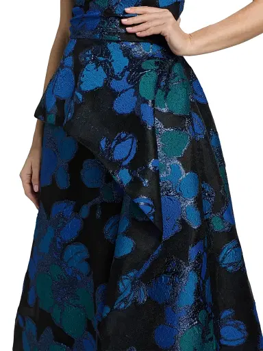 Teri Jon by Rickie Freeman Women's Floral Jacquard Peplum Strapless Gown | Thumbnail 6