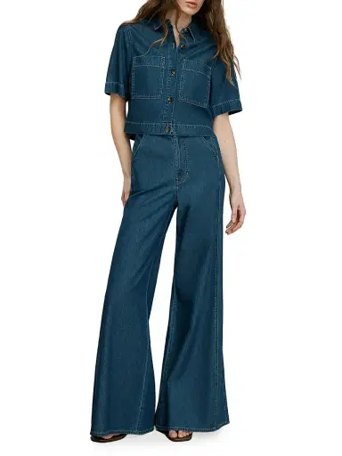 Veronica Beard Women's Digby Wide-Leg Jeans - Starry Night - Size 12 | Thumbnail 2