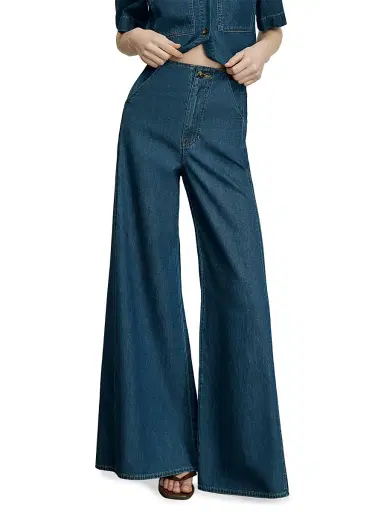 Veronica Beard Women's Digby Wide-Leg Jeans - Starry Night - Size 12 | Thumbnail 3