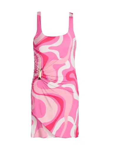 Generation Love Women's Justine Geo-Print Jersey Minidress - Wavy Geo Pink | Thumbnail 1
