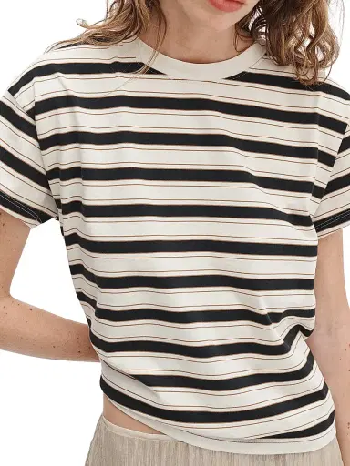 rag & bone Women's Kelly Striped Cotton Boxy T-Shirt | Thumbnail 5
