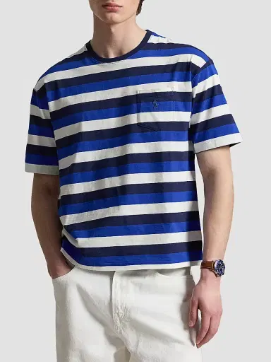 Polo Ralph Lauren Men's Striped Cotton T-Shirt - Newport Navy Multi | Thumbnail 4