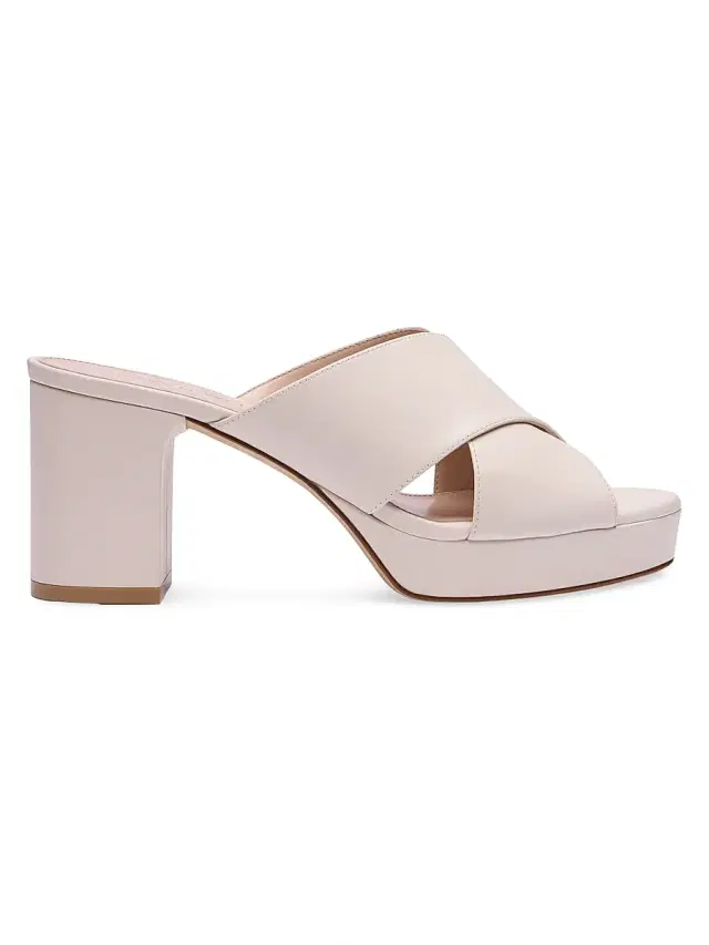 Stuart Weitzman Women's Dayna 80MM Leather Platform Slide Sandals - Linen