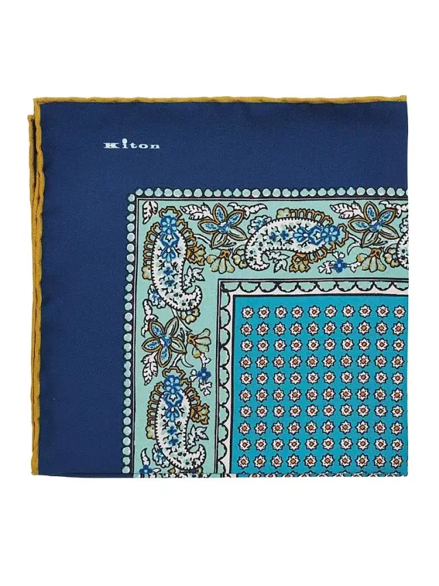 Kiton Men's Silk Pocket Square - Aqua