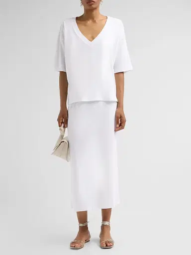 Jamie Haller Women's Cotton Midi Skirt - White | Thumbnail 2