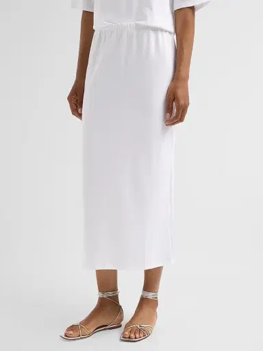 Jamie Haller Women's Cotton Midi Skirt - White | Thumbnail 4