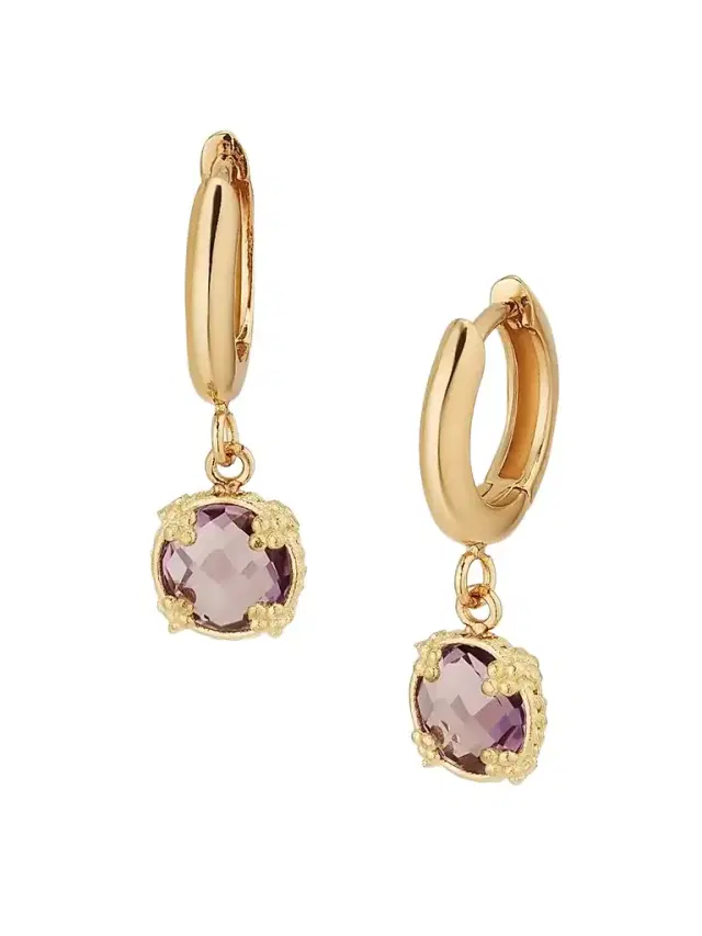 Women's 14K Yellow Gold Amethyst Antica Drop Earrings - Gold Purple