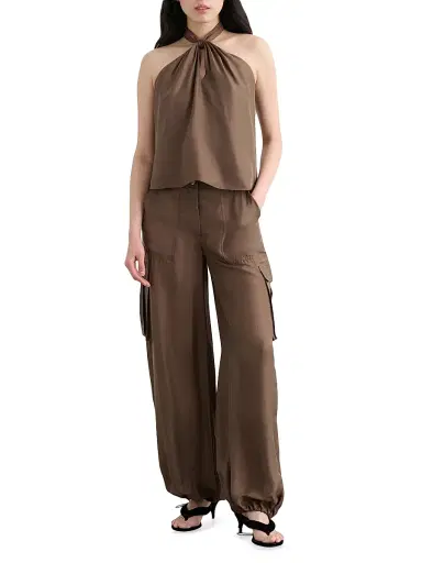 Toccin Women's James Wide-Leg Cargo Pants - Coffee | Thumbnail 2 Toccin Women's James Wide-Leg Cargo Pants - Coffee | Thumbnail 2