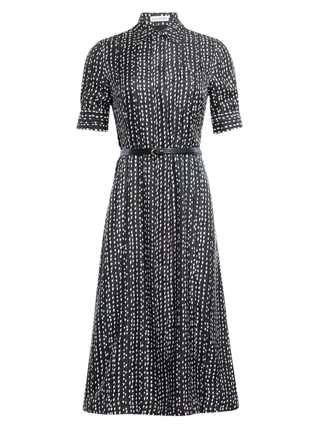 Women's Kieran Printed Silk Midi Dress - Black Bluebell