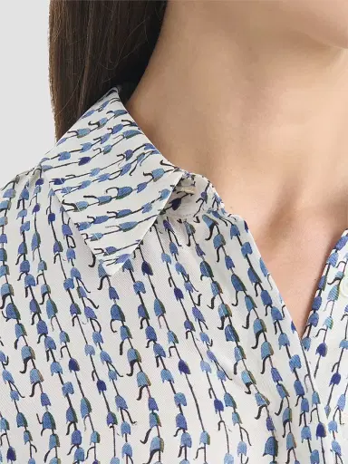 Altuzarra Women's Chika Printed Silk Shirt - Vapor Bluebell - Size 14 | Thumbnail 4