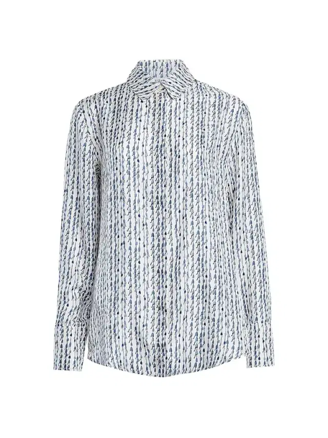 Altuzarra Women's Chika Printed Silk Shirt - Vapor Bluebell