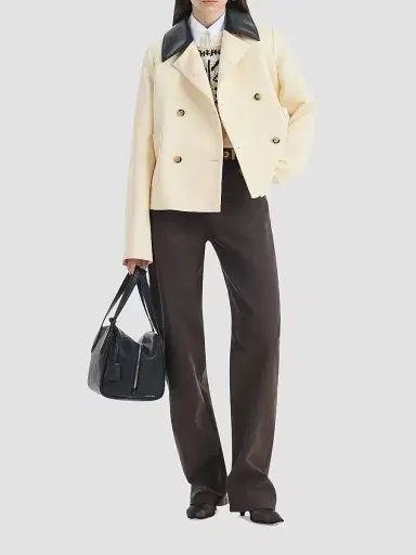 Altuzarra Women's Harburg Faux-Leather-Trimmed Cotton Double-Breasted Jacket - Opal | Thumbnail 2
