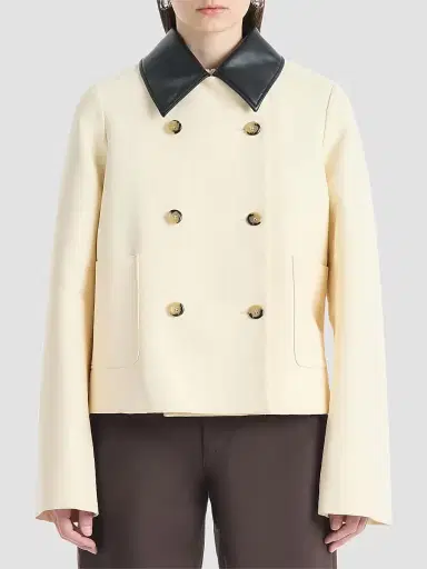 Altuzarra Women's Harburg Faux-Leather-Trimmed Cotton Double-Breasted Jacket - Opal | Thumbnail 4