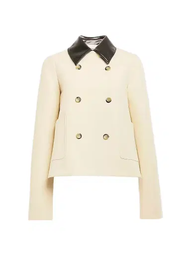 Altuzarra Women's Harburg Faux-Leather-Trimmed Cotton Double-Breasted Jacket - Opal | Thumbnail 1
