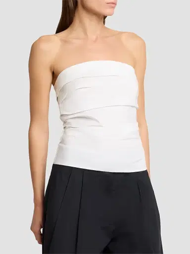 Proenza Schouler Women's Maisy Strapless Pleated Cotton Poplin Top | Thumbnail 4 Proenza Schouler Women's Maisy Strapless Pleated Cotton Poplin Top | Thumbnail 4