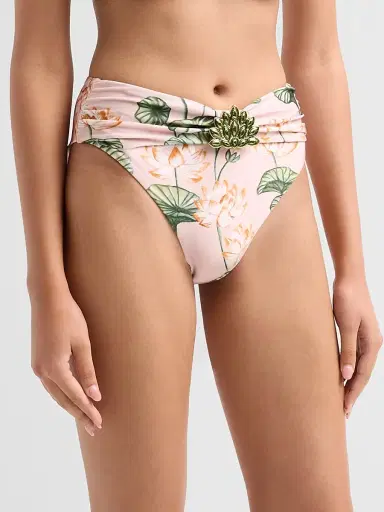 PatBo Women's Beaded Appliqué Lotus High-Waist Bikini Bottom | Thumbnail 4 PatBo Women's Beaded Appliqué Lotus High-Waist Bikini Bottom | Thumbnail 4