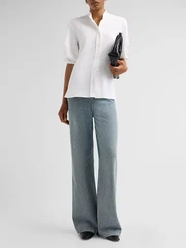 Stella McCartney Women's Balloon-Sleeve Seersucker Cotton Shirt | Thumbnail 2 Stella McCartney Women's Balloon-Sleeve Seersucker Cotton Shirt | Thumbnail 2
