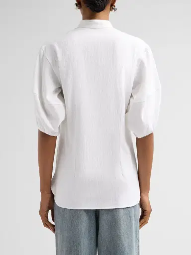 Stella McCartney Women's Balloon-Sleeve Seersucker Cotton Shirt | Thumbnail 3 Stella McCartney Women's Balloon-Sleeve Seersucker Cotton Shirt | Thumbnail 3