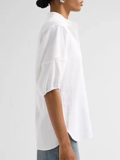 Stella McCartney Women's Balloon-Sleeve Seersucker Cotton Shirt | Thumbnail 5 Stella McCartney Women's Balloon-Sleeve Seersucker Cotton Shirt | Thumbnail 5