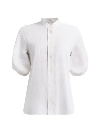Stella McCartney Women's Balloon-Sleeve Seersucker Cotton Shirt | Thumbnail 1 Stella McCartney Women's Balloon-Sleeve Seersucker Cotton Shirt | Thumbnail 1