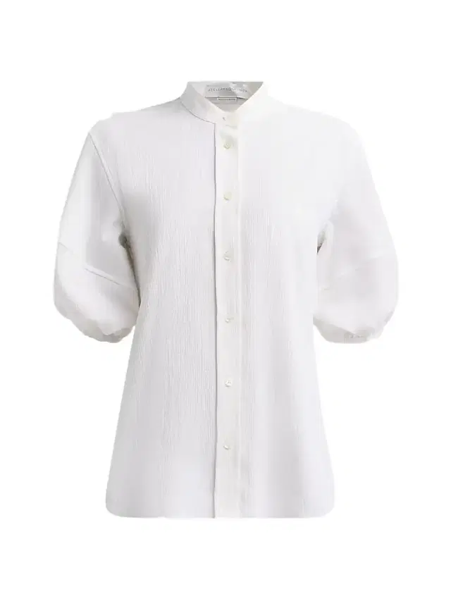 Women's Balloon-Sleeve Seersucker Cotton Shirt - White