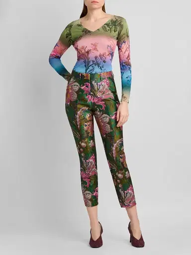 Etro Women's Bristol Floral Jacquard Crop Trousers | Thumbnail 2 Etro Women's Bristol Floral Jacquard Crop Trousers | Thumbnail 2