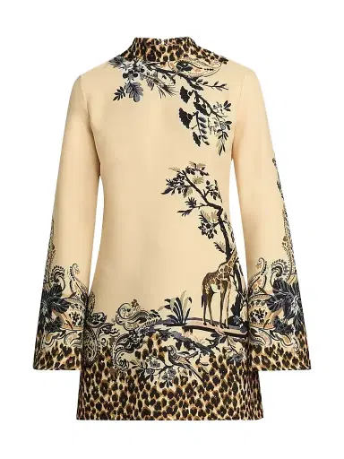 Etro Women's Leopard-Print Mini Dress - Printed Beige - Size 12 | Thumbnail 1 Etro Women's Leopard-Print Mini Dress - Printed Beige - Size 12 | Thumbnail 1