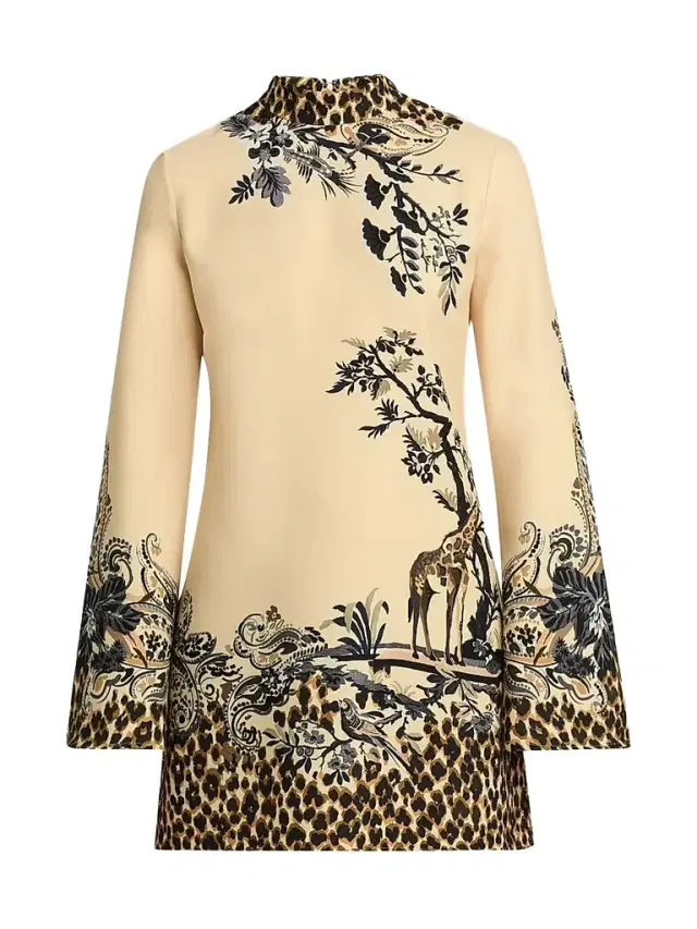 Women's Leopard-Print Mini Dress - Printed Beige