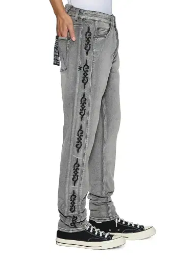 Ksubi Men's Chitch Graphic Cotton Tapered-Leg Jeans - Grey - Size 40 | Thumbnail 3