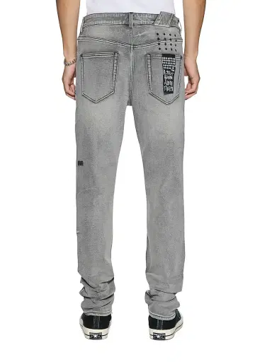 Ksubi Men's Chitch Graphic Cotton Tapered-Leg Jeans - Grey - Size 40 | Thumbnail 4