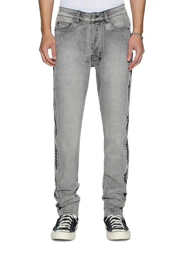 Men's Chitch Graphic Cotton Tapered-Leg Jeans - Grey