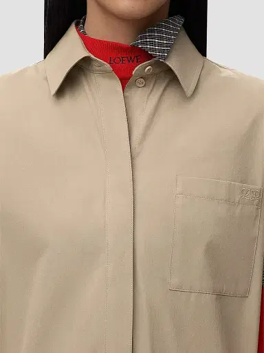 Loewe Women's Cotton-Blend Shirtdress - Beige - Size 10 | Thumbnail 4 Loewe Women's Cotton-Blend Shirtdress - Beige - Size 10 | Thumbnail 4