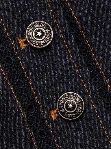 Cinq à Sept Women's Myra Guipure Lace Denim Top - Indigo | Thumbnail 7