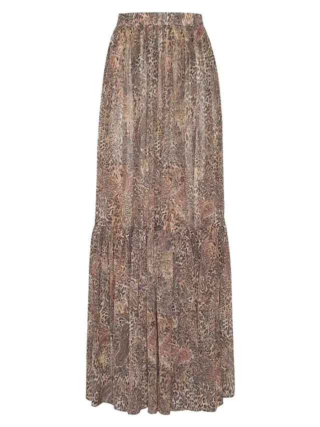Women's Ursie Printed Maxi Skirt - Tan Valencia Leopard