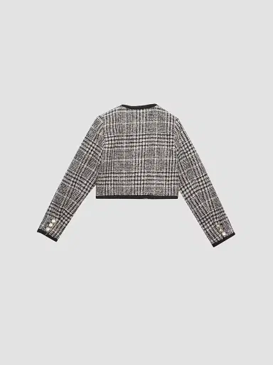KatieJ NYC Girl's Hattie Houndstooth Crop Jacket - Lurex Check Boucle | Thumbnail 2