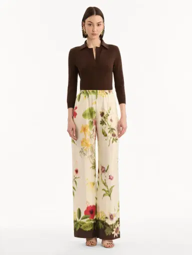 Oscar de la Renta Dominican Mixed-Floral Wide Leg Pant | Thumbnail 2 Oscar de la Renta Dominican Mixed-Floral Wide Leg Pant | Thumbnail 2