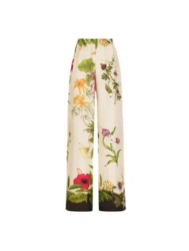 Oscar de la Renta Dominican Mixed-Floral Wide Leg Pant | Thumbnail 1 Oscar de la Renta Dominican Mixed-Floral Wide Leg Pant | Thumbnail 1