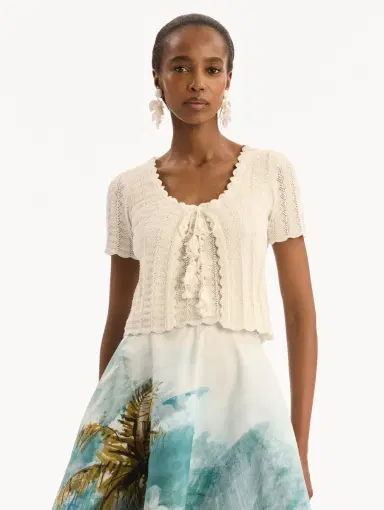 Oscar de la Renta Pointelle Weave Cardigan | Thumbnail 2 Oscar de la Renta Pointelle Weave Cardigan | Thumbnail 2