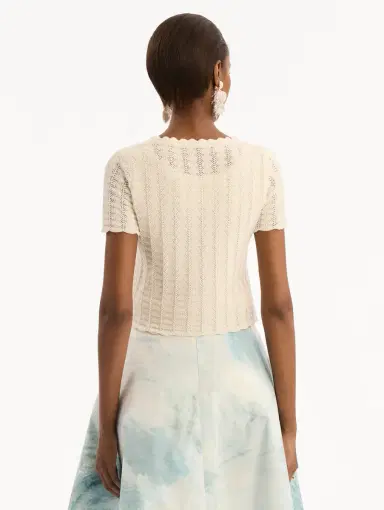 Oscar de la Renta Pointelle Weave Cardigan | Thumbnail 4 Oscar de la Renta Pointelle Weave Cardigan | Thumbnail 4