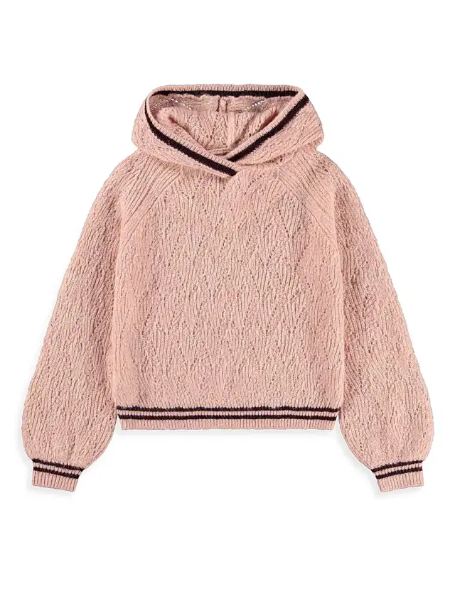 Little Girl's & Girl's Gitta Pointelle-Knit Hoodie - Petal Blush