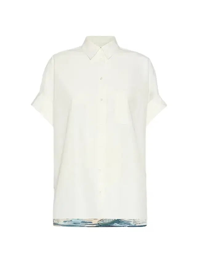 Women's Cotton and Printed Silk Shirt - White