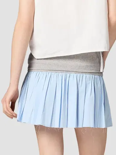 Miu Miu Women's Jersey and Poplin Skirt - Grey Blue - Size 6 | Thumbnail 3 Miu Miu Women's Jersey and Poplin Skirt - Grey Blue - Size 6 | Thumbnail 3