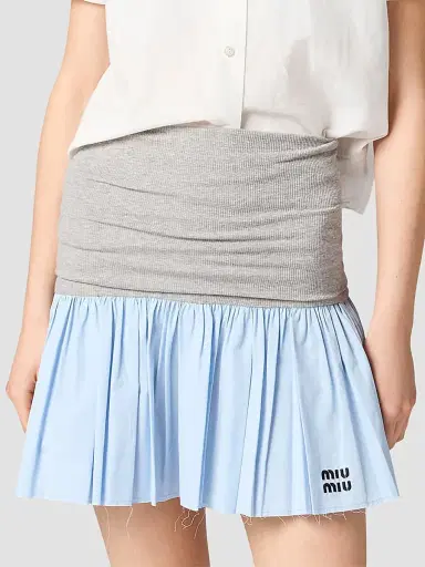 Miu Miu Women's Jersey and Poplin Skirt - Grey Blue - Size 6 | Thumbnail 4 Miu Miu Women's Jersey and Poplin Skirt - Grey Blue - Size 6 | Thumbnail 4