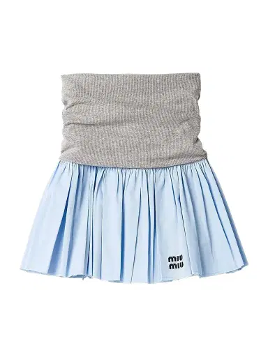 Miu Miu Women's Jersey and Poplin Skirt - Grey Blue - Size 6 | Thumbnail 1 Miu Miu Women's Jersey and Poplin Skirt - Grey Blue - Size 6 | Thumbnail 1