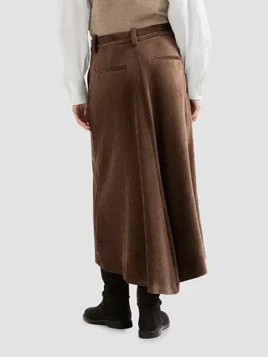 Brunello Cucinelli Women's Fluid Corduroy Flute Skirt with Monili | Thumbnail 4