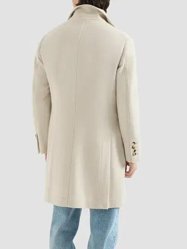 Brunello Cucinelli Men's Lightweight Water-Resistant Cashmere Coat with Double Vents - Sand - Size 42 | Thumbnail 3