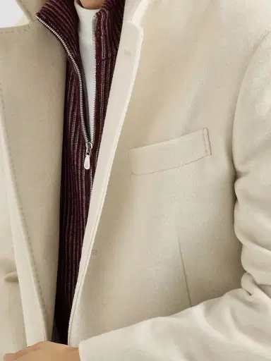 Brunello Cucinelli Men's Lightweight Water-Resistant Cashmere Coat with Double Vents - Sand - Size 42 | Thumbnail 5