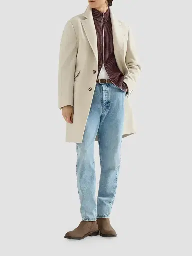 Brunello Cucinelli Men's Lightweight Water-Resistant Cashmere Coat with Double Vents - Sand - Size 42 | Thumbnail 6