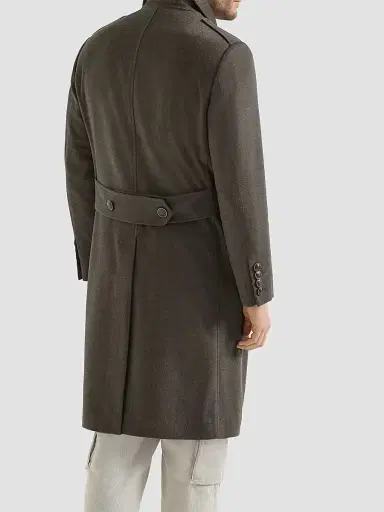 Brunello Cucinelli Men's Lightweight Virgin Wool Cloth One-and-a Half Breasted Coat | Thumbnail 3